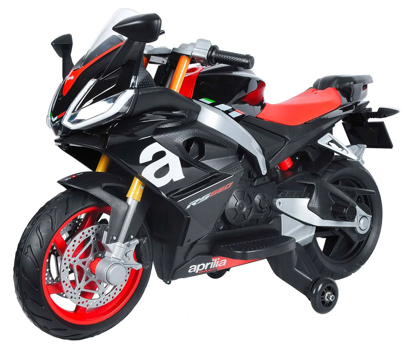 Moto Elettrica per Bambini Licenza Ufficiale Aprilia RS660 12V 3,5Ah Nero       