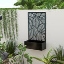 Fioriera Rialzata con Spalliera Decorativa per Rampicanti 61x23x113 cm da Terra e Parete in Metallo Nero      