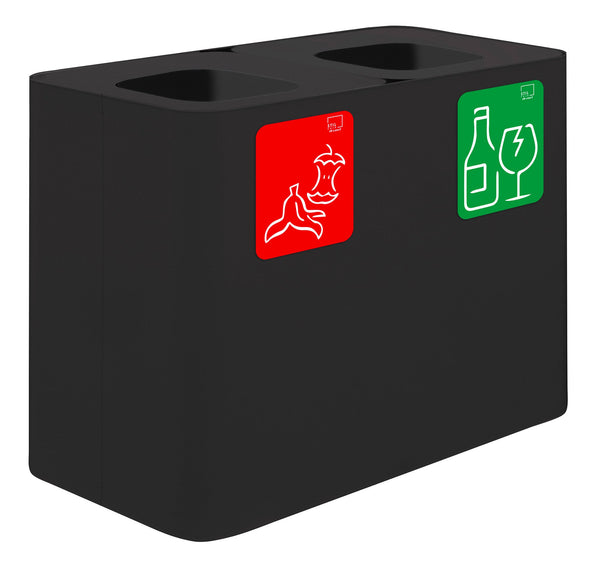 sconto Pattumiera Sistema di Raccolta Rifiuti 77x38xh50 cm In Acciaio Verniciato 2 Scomparti Nero