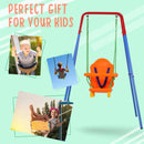 Altalena da Giardino 1 Posto in Acciaio e PP  Swing Blu e Arancio