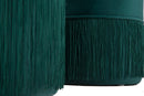 Puff Contenitore Lines Coppia Verde Ø35x42-30x32 cm in Legno e Spugna e in Ferro e Poliestere Verde