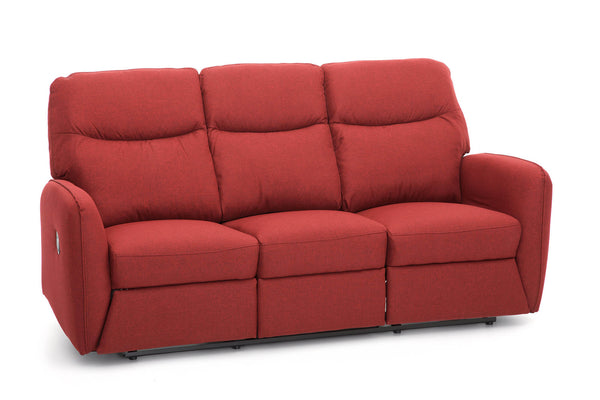 Sofa 3-Sitzer-Sofa mit manuell verstellbarer Rückenlehne aus rotem Kube-Stoff sconto