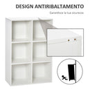 Libreria a Cubi 65,5x30x97,5 cm 6 Vani a Giorno Rivestimento in Melamina Bianco  