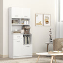 Mobile Dispensa da Cucina 80x35x180 cm 4 Armadietti 3 Ripiani e 1 Cassetto in Legno Bianco  