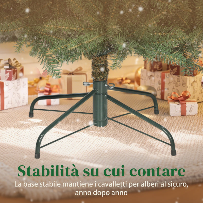 Albero di Natale Artificiale 180 cm 1687 Rami a Cerniera e Base in Metallo Pieghevole Verde      