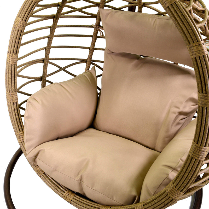 Amaca Dondolina da Giardino 98x70x128 cm in Polyrattan Renton Marrone