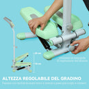 Stepper Monitor LCD con Manubrio e Gradino Regolabile 48x38x108-118 cm Verde 