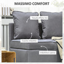 Poltrona Letto Singolo Schienale Reclinabile 98x69x65 cm Tessuto Effetto Lino Grigio Scuro 