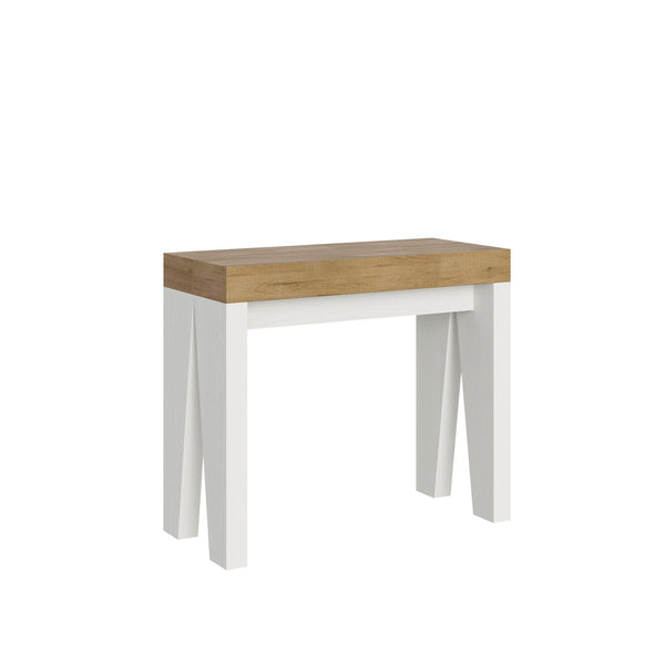 Consolle Allungabile 90-300x40x77 cm in Nobilitato Marrone e Bianco acquista