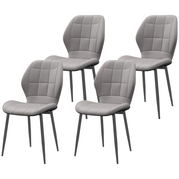 Set di 4 Sedie da Pranzo Moderne per Cucina e Soggiorno 47x57x85 cm Rivestimento in Flanella Grigio acquista