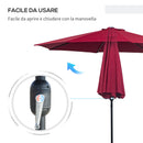 Ombrellone da Giardino in Acciaio 3x2.45m Inclinabile Rosso Vino 