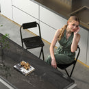 Set 2 Sgabelli da Bar Pieghevoli con Poggiapiedi 37x45x87 cm in Legno e Acciaio Nero  