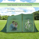 Tenda da Campeggio 4-6 Persone 410x240x195 cm 2 Spazi 4 Porte a Cerniera Verde
