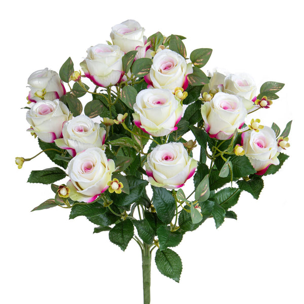 Künstlicher Rosenknospen-/Hiperycum-Strauß für 13 beige Blumen online