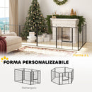 Recinto per Cani a 6 Pannelli Modulabili da 80x1,5x80A cm con Porta di Ingresso in Acciaio Nero    