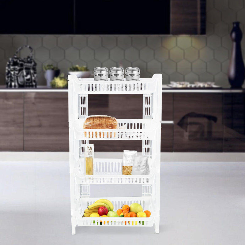 Carrello Portafrutta 4 Ripiani 42x35x75cm Cestino Espositore Salvaspazio