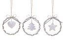 Coroncine 6 Pezzi Nat.Glitter Ø13 cm Silver/Crema