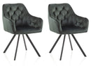 Set 2 Sedie Imbottite 58x57x84 cm in Velluto Verde