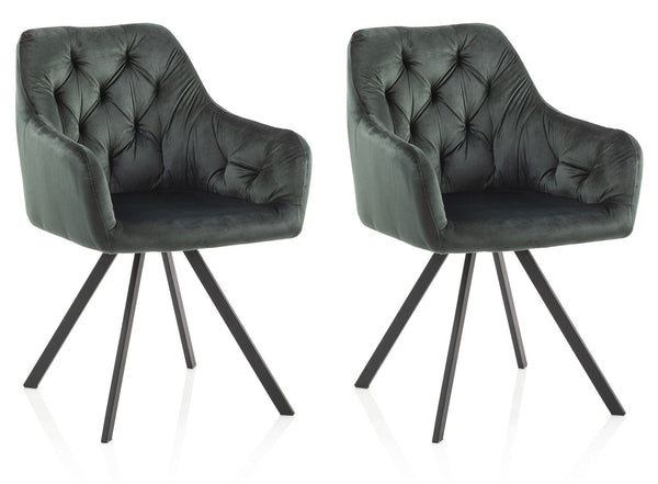 acquista Set mit 2 gepolsterten Stühlen 58 x 57 x 84 cm in grünem Samt