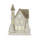 Casetta porta Candela Tealight 13x8x18 cm in Stoneware con Led