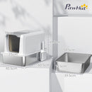 Lettiera per Gatti Chiusa 40,5x60,5x41,5 cm con Vassoio in Acciaio in PP Bianco e Argento  
