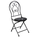 Set Tavolino e 2 Sedie Ø60xh70,5 cm in Metallo Nero