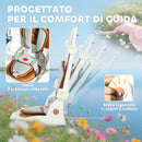 Triciclo per Bambini 5 in 1 96,5x49x101 cm con Maniglione e Cinture di Sicurezza Bianco Crema   