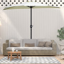 Ombrellone da Terrazza 260x135 cm a Mezzaluna con Apertura a Manovella Beige   