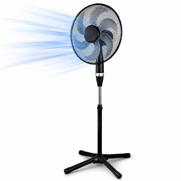 acquista Ventilatore a Piantana 75W con 6 Pale Ø40 cm e Griglia 45 cm 3 Velocità Nero