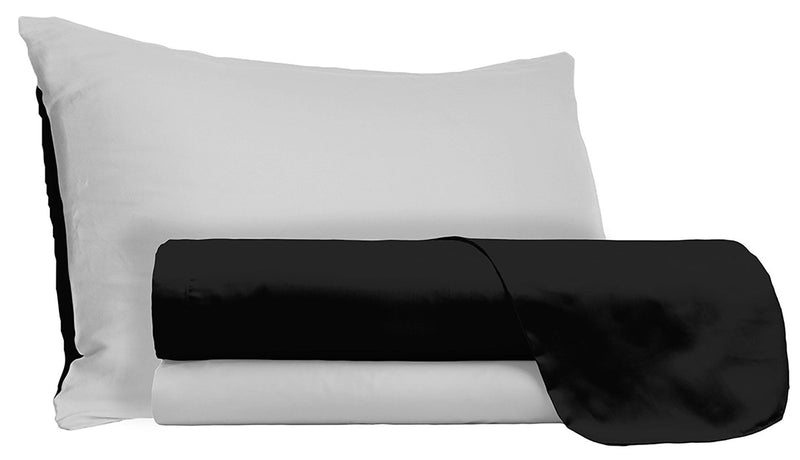 Set Lenzuola Sopra Sotto e Federe Doubleface Nero\/Grigio Chiaro