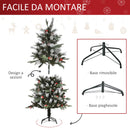 Albero di Natale Artificiale Innevato 150 cm 440 Rami con Bacche Rosse e Pigne Verde