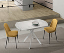 Tavolo Allungabile Roll 120x80/120x76 cm Top in Ceramica Gambe in Metallo Marmo Calacatta Bianco       