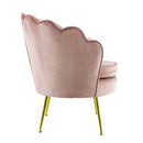 Poltrona Imbottita Schienale a Conchiglia in Velluto Piedi Oro Rosa antico