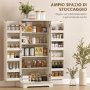 Credenza Cucina Mobile Dispensa 60x40x120 cm con 12 Portaspezie Ripiani Regolabili e 2 Ante in Truciolato e MDF Crema      