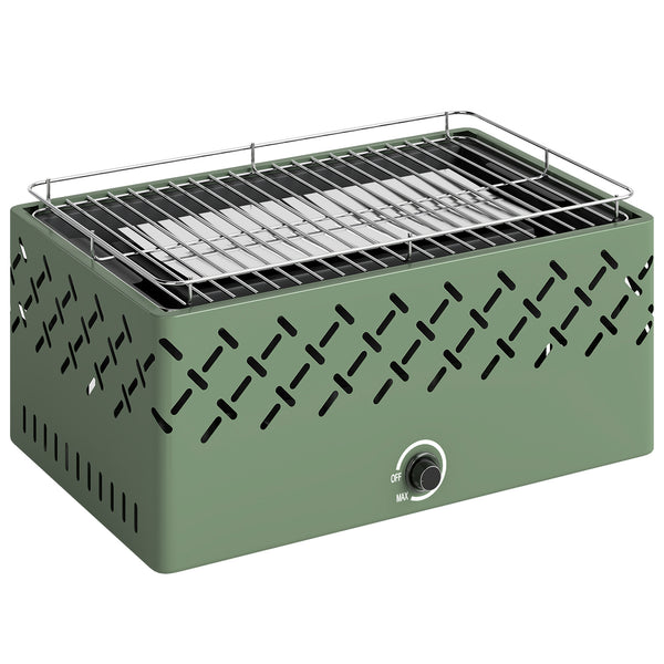 Barbecue Portatile a Carbone 45,5x29x21 cm con Ventilazione Integrata per Esterni in Metallo Verde Chiaro online