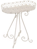 Tavolino da Giardino Ovale con Vassoio in Metallo Letizia Bianco