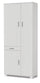 Kleiderschrank 3 Türen 1 Schublade 77 x 178 x 34 cm geflammt weiß