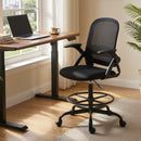 Sedia da Ufficio Ergonomica 58x63x105-126 cm con Supporto Lombare e Poggiapiedi in Tessuto e Acciaio Nero      