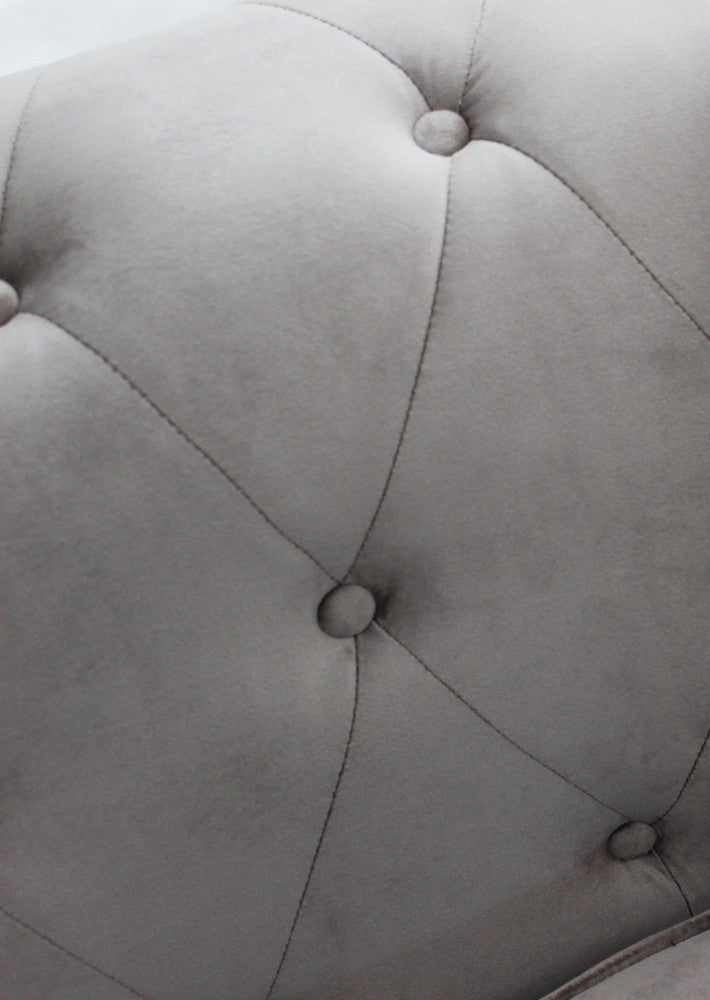 Divano 3  Posti Chesterfield 197x74x82 h cm in Velluto Grigio