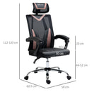 Sedia Direzionale da Ufficio 58x62,5x112-120cm in Tessuto a Rete Nera