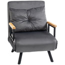 Poltrona Letto Singolo Trasformabile 63x73x81 cm in Tessuto Effetto Velluto Grigio Scuro  