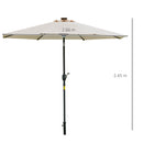 Ombrellone da Giardino con Luci LED a Pannello Solare Ø2,66m in Metallo e Poliestere Bianco Crema