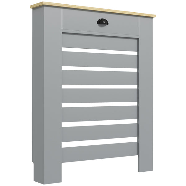 sconto Copritermosifone a Doghe 78x19x95.5 cm Copricalorifero a Griglia con Cassetto in MDF Grigio