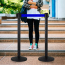 2 Colonnine Tendinastro 3 metri in Metallo Nero Opaco Ø36x101 cm Nastro Blu