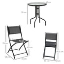 Set Tavolino e 2 Sedie Pieghevoli in Metallo Nero