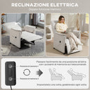 Poltrona Reclinabile Elettrica con Telecomando 80x83x104 cm in Tessuto Effetto Velluto Crema   