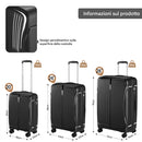 Set 3 Valigie Rigide 90-59-38L Ruote Easy Roll e Manico Telescopico in ABS Nero      