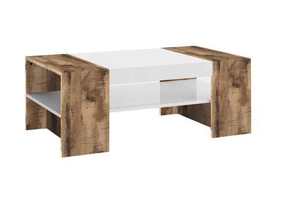 sconto Tavolino da Caffè 110x60x40 cm Cherry Bianco Lucido e Acero Pereira