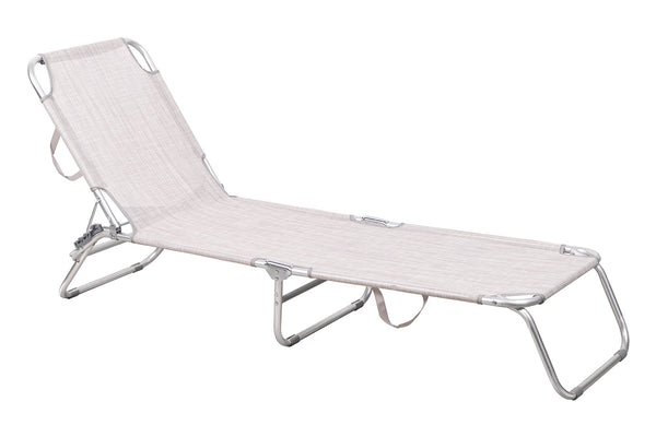 sconto Klappbare Garten-Sonnenliege 190 x 57 x 27 cm aus Aluminium und Melange Grey Textilene