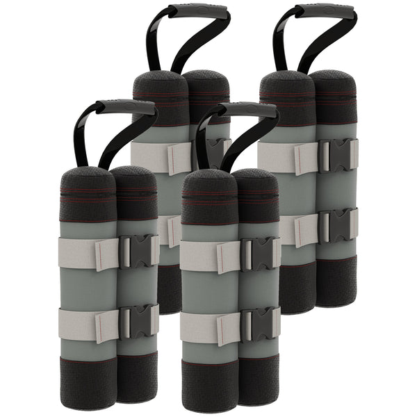 sconto Set 4 Pesi per Gazebo 20x10x43 cm Riempibili con Sabbia fino a 12 kg in Tessuto Oxford 168D Nero e Grigio